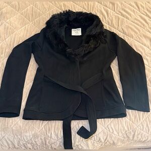 Love Tree Black Teddy Jacket with Faux Fur Collar